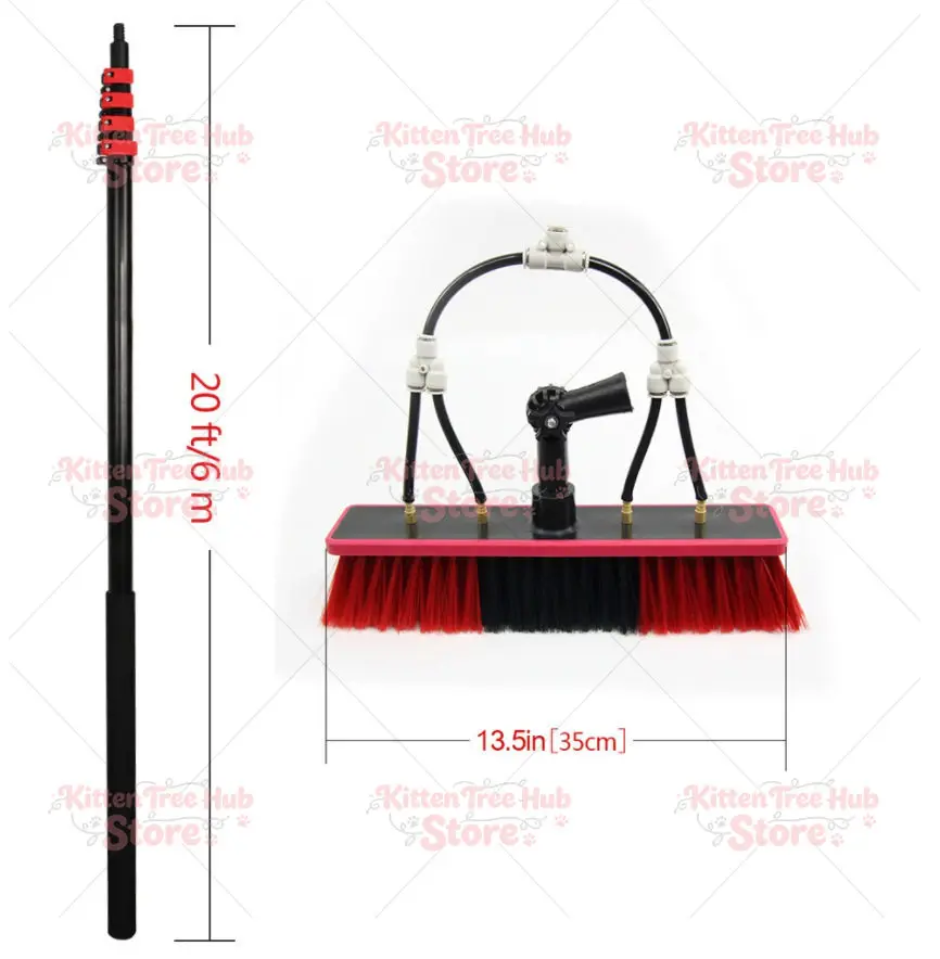 9m Window Cleaning Brush Telescopic Rod Photovoltaic Panel Cleaning Brush Water Spray Flow-through Brush