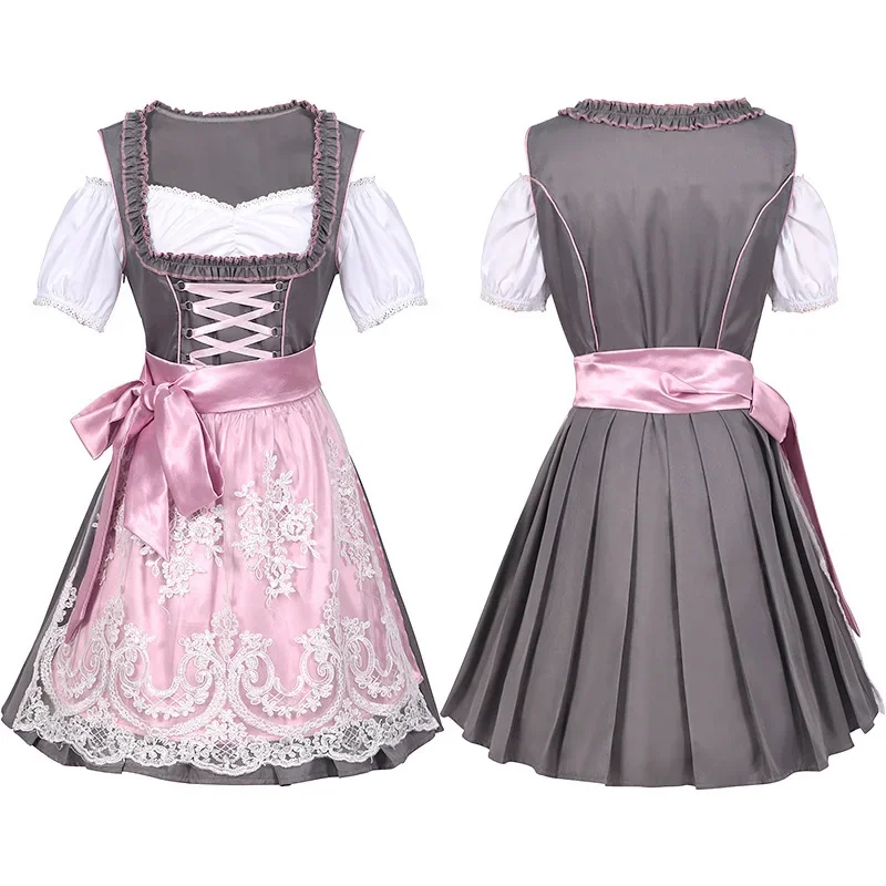 

Ladies Cosplay Costume Pink Party Dress Dirndl German Traditional Dress Oktoberfest Women's Costumes Sexy Women Clothing Set