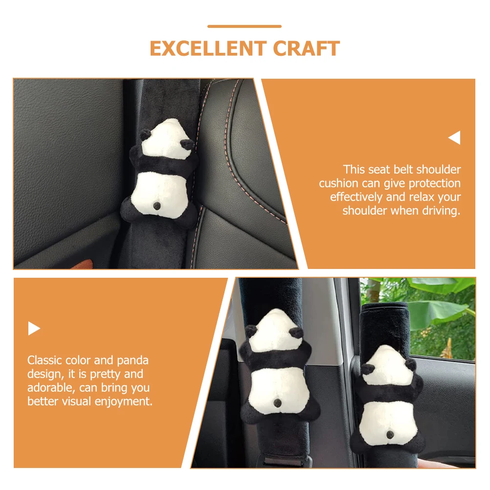

Car Shoulder Pad Cover Safety Belt Protector Auto Flannelette Panda Design Cushion Adjustable Strap Emergency