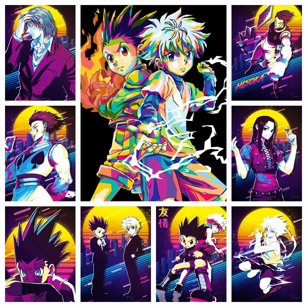 Pintura de Diamantes 5D DIY, Diseño Clásico del Anime Japonés Hunter X Hunter, Mosaico, Manualidades, Decoración de Pared para Dormitorio Infantil y Hogar
