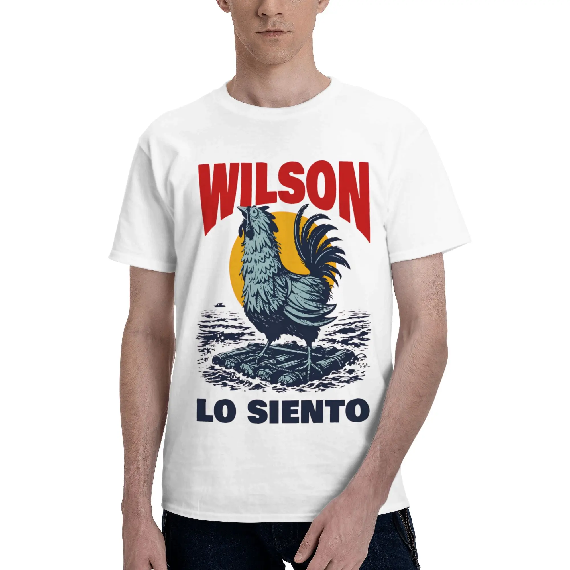 Men Women Wilsons Lo Siento Rooster Flood Meme Funny Chicken Shirt Cotton Graphic Printing T-Shirt  Clothing Outfits