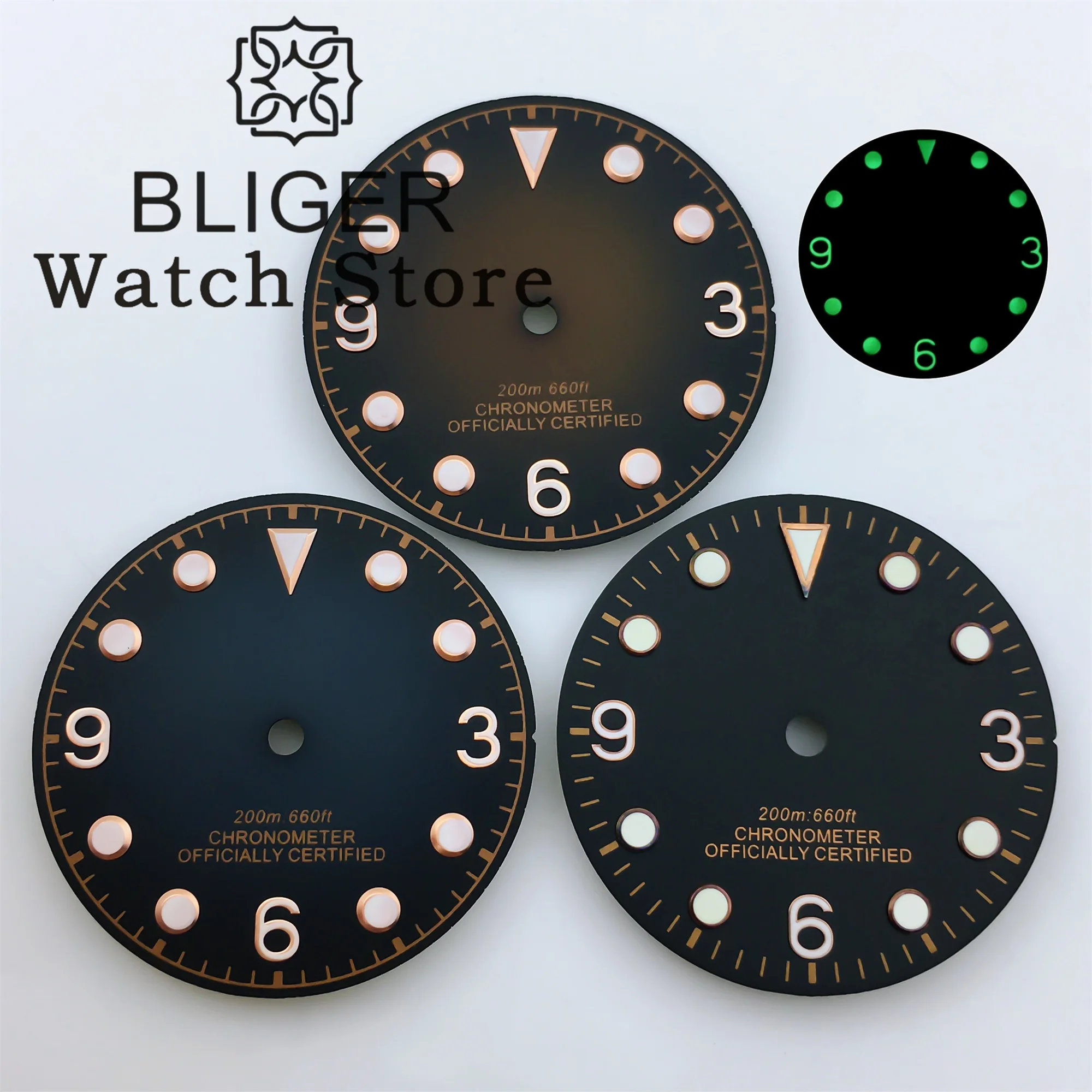 BLIGER 29 مللي متر التدرج الهاتفي خمر أسود براون NH35 NH36 ETA2824 2836 PT5000 ميوتا DG ساعة يد تعمل بالحركة تعديل الملحقات #1