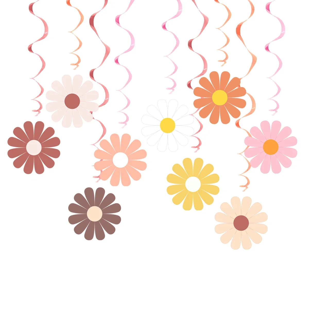 30 stuks zoete madeliefje bloem thema spiraal banner Bohemen Swirl hangende slinger voor kinderen verjaardag baby shower bruiloft decor