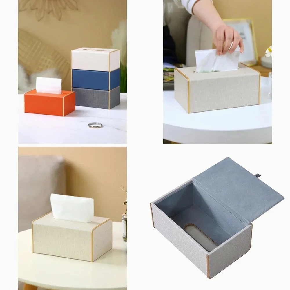

Leather Tissue Box Cover Holder, Decorative Storage Organizer for Living Room Hotel Office Car