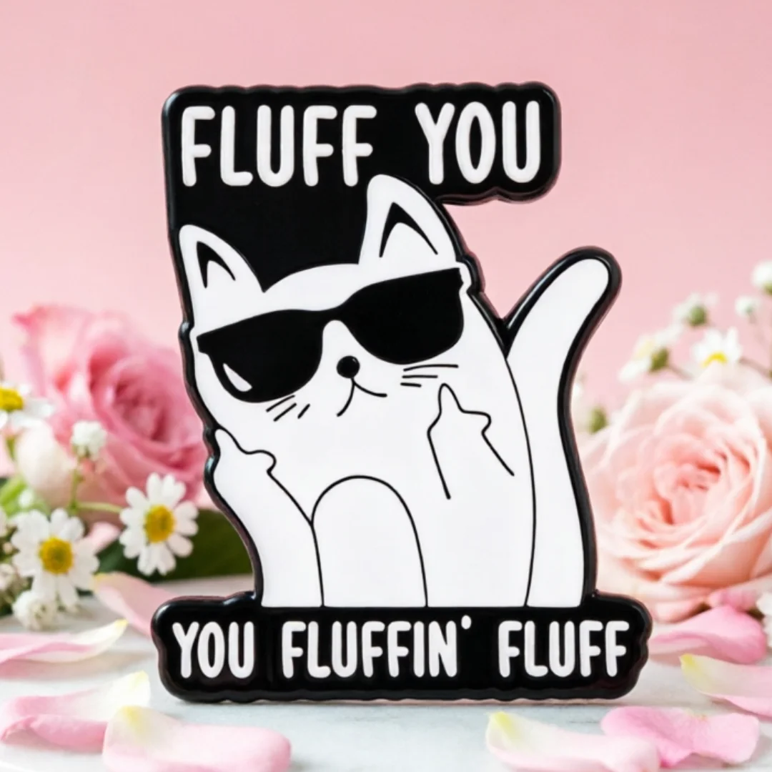 Funny Sassy Cat Enamel Badge, Cool Cat With Sunglasses And Playful Slogan Design, Quirky Ornament For Backpack Jacket