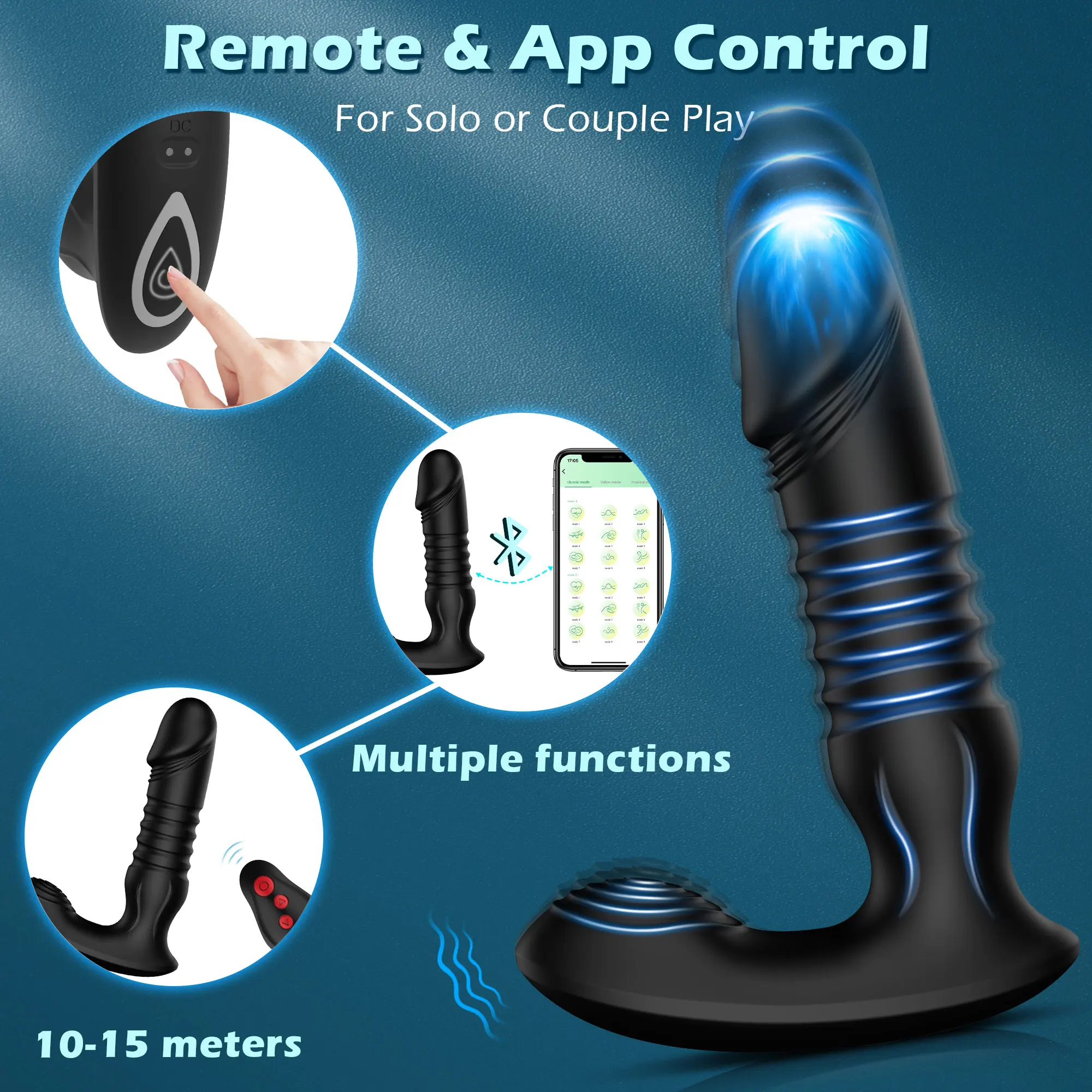 Thrusting Prostate Massager Bluetooth APP Vibrator for Men Women Gay Anal Plug Wireless Remote Butt Plug Sex Toy for Couples 18