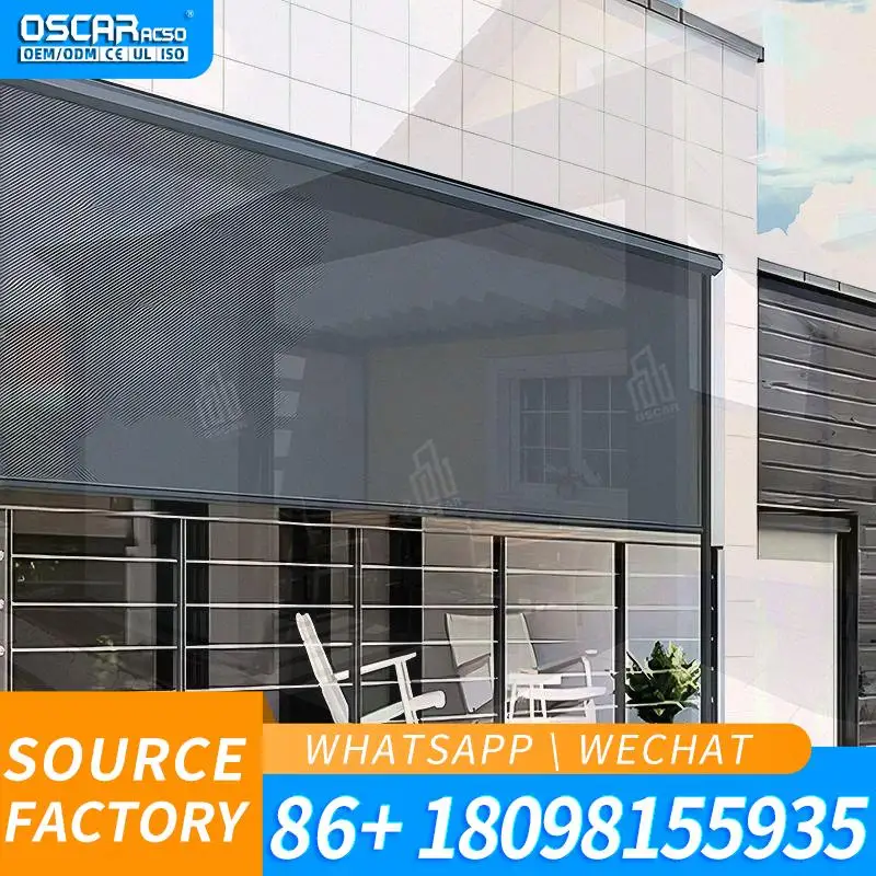 Outdoor Space Automatic Smart Drive Exterior Zip Track Electric Roller Blinds for Effortless Shade in Backyard Patio Balcony Rol