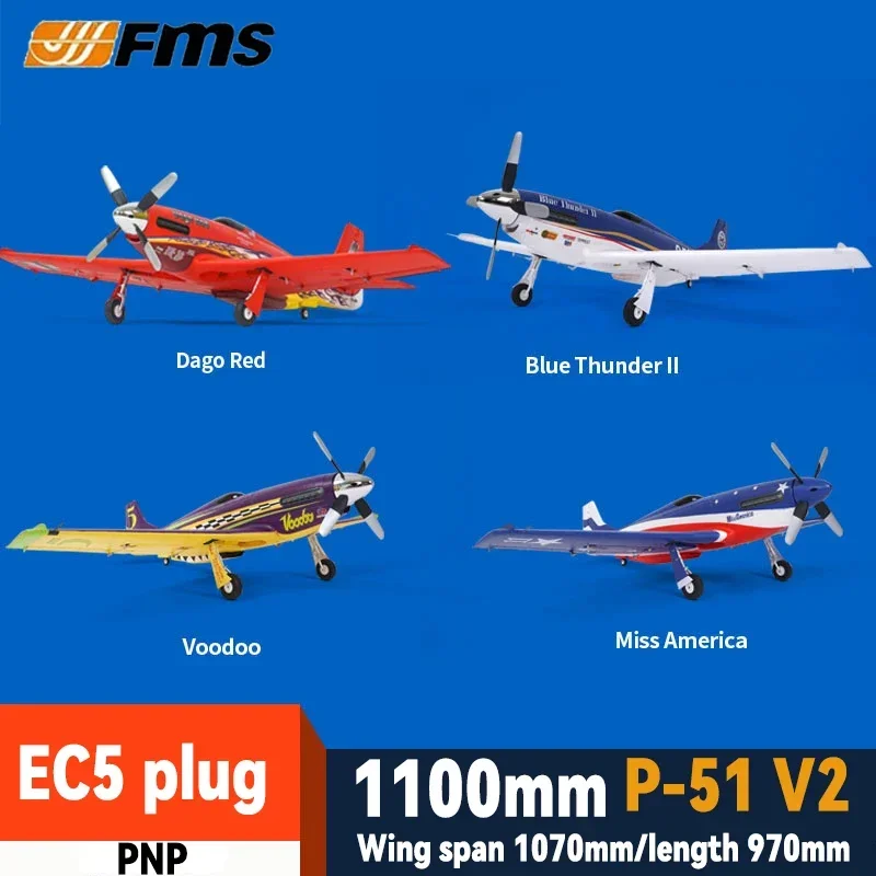 

FMS 1100mm Sport Version P51 Mustang RC Aircraft Electric Photo Assembly Fixed Wing Remote Control Aircraft Model Adult Boy Toy