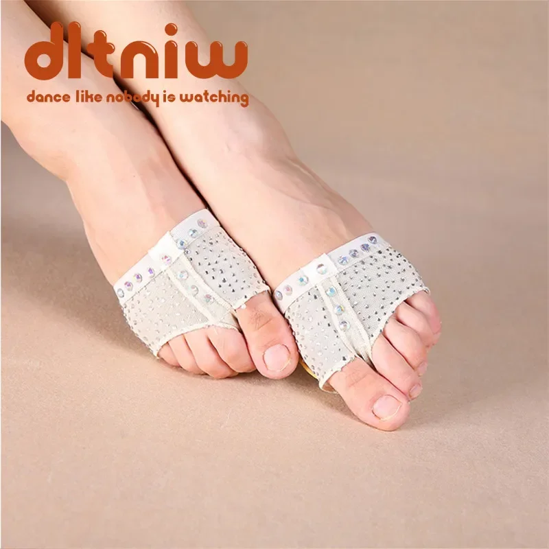 Professional Belly Ballet Dance Foot Thong ToePad Practice Shoes Metatarsal Forefoot Half Lyrical Protection Rhinestone Footwear