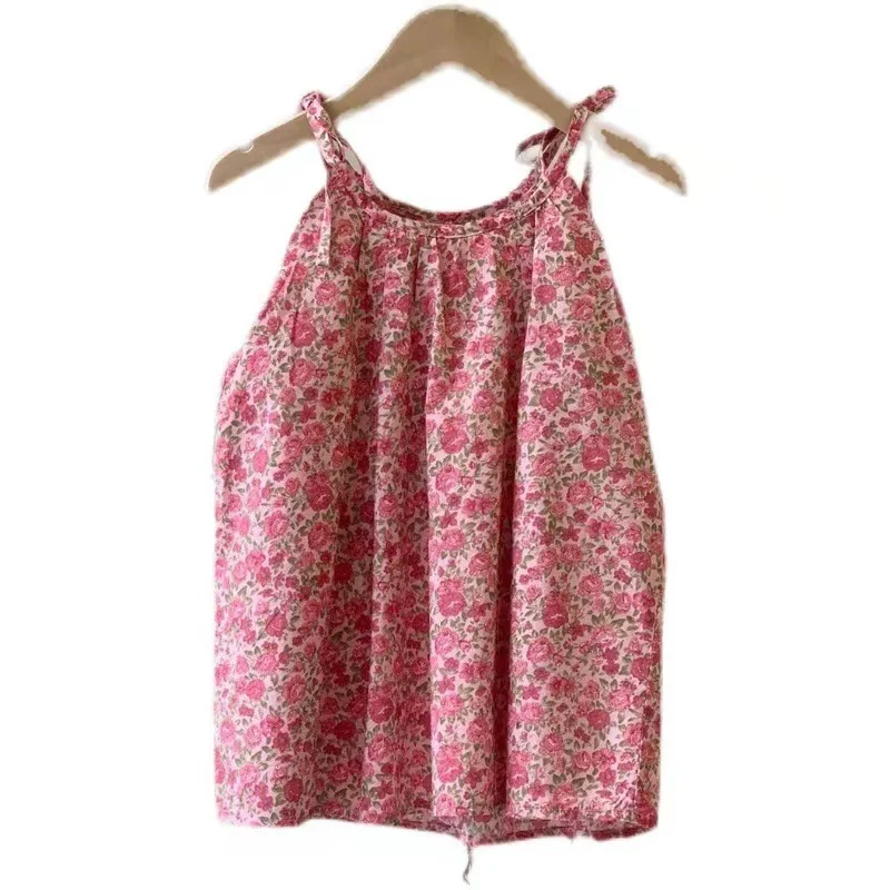 Vestidos informales con estampado de Corea para niñas, vestidos florales para niños, falda de algodón para bebés, falda de princesa de verano