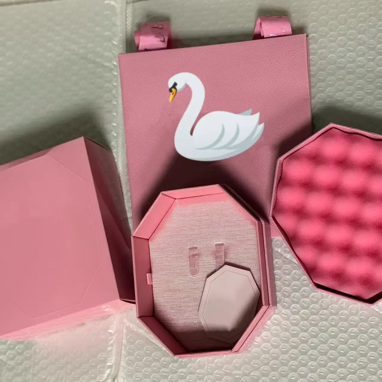 Necklaces Bracelet Earrings Romantic Pink Octagon Jewelry Box with Coordinating Bag & Bow Ribbon  Valentine Wedding Anniversary