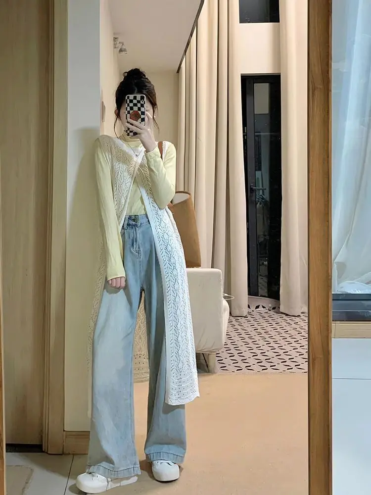 Long Tanks Women's Clothing 2026 Sleeveless O-neck Slim Fit Tees Ropa Mujer Hollow Out Split Camis Fashion Summer Knitted Vest