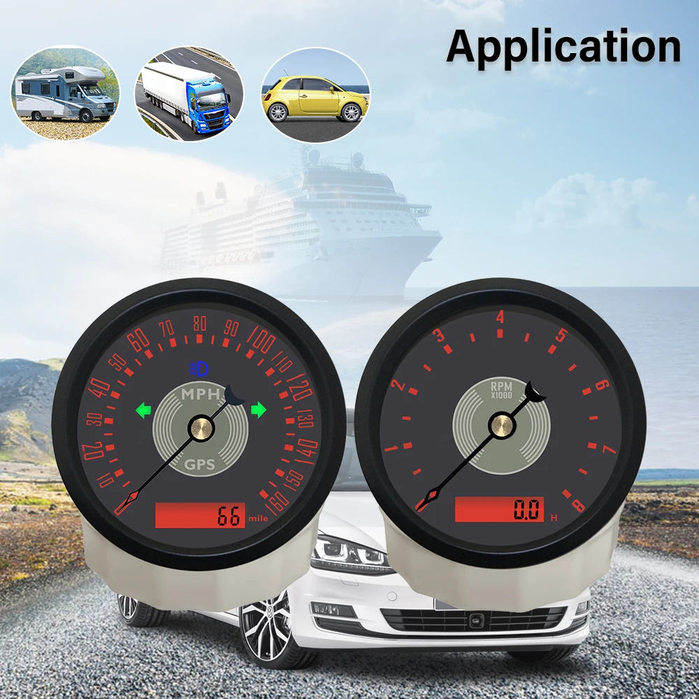 ELING Classical 85mm GPS Speedometer 0-160 0-200 0-220 KMH MPH with 0-8000RPM 0-12000RPM Tachometer for Limousine Cars 12V 24V