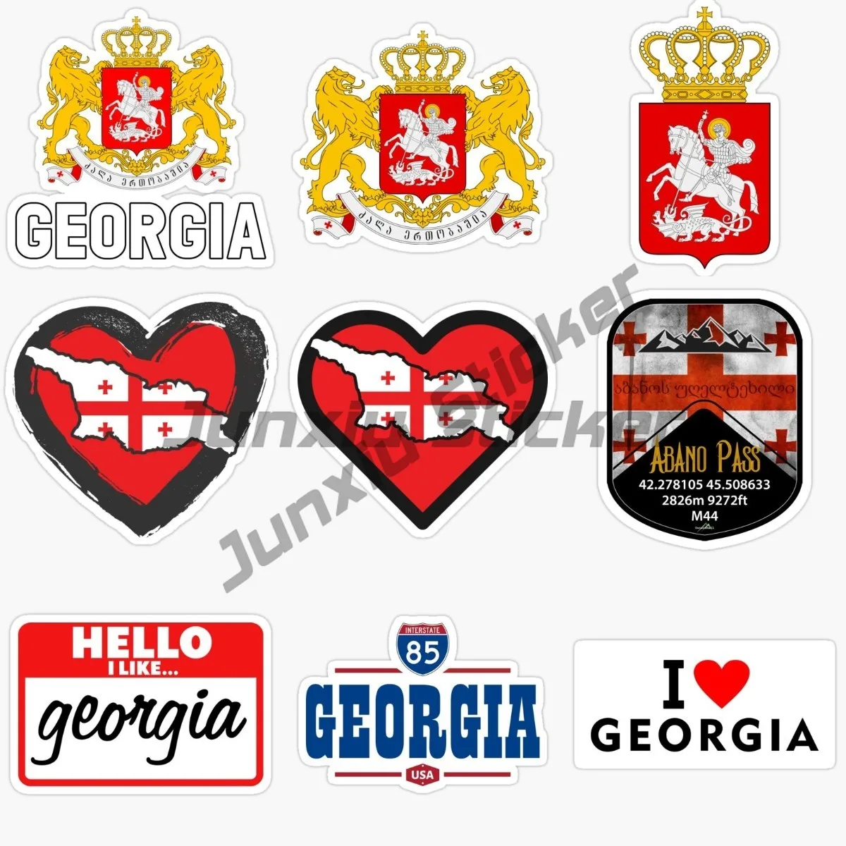 Georgian Flag Vinyl Sticker Laptop, Travel Luggage Car, Car Sticker PVC Self Adhesive Waterproof Decal