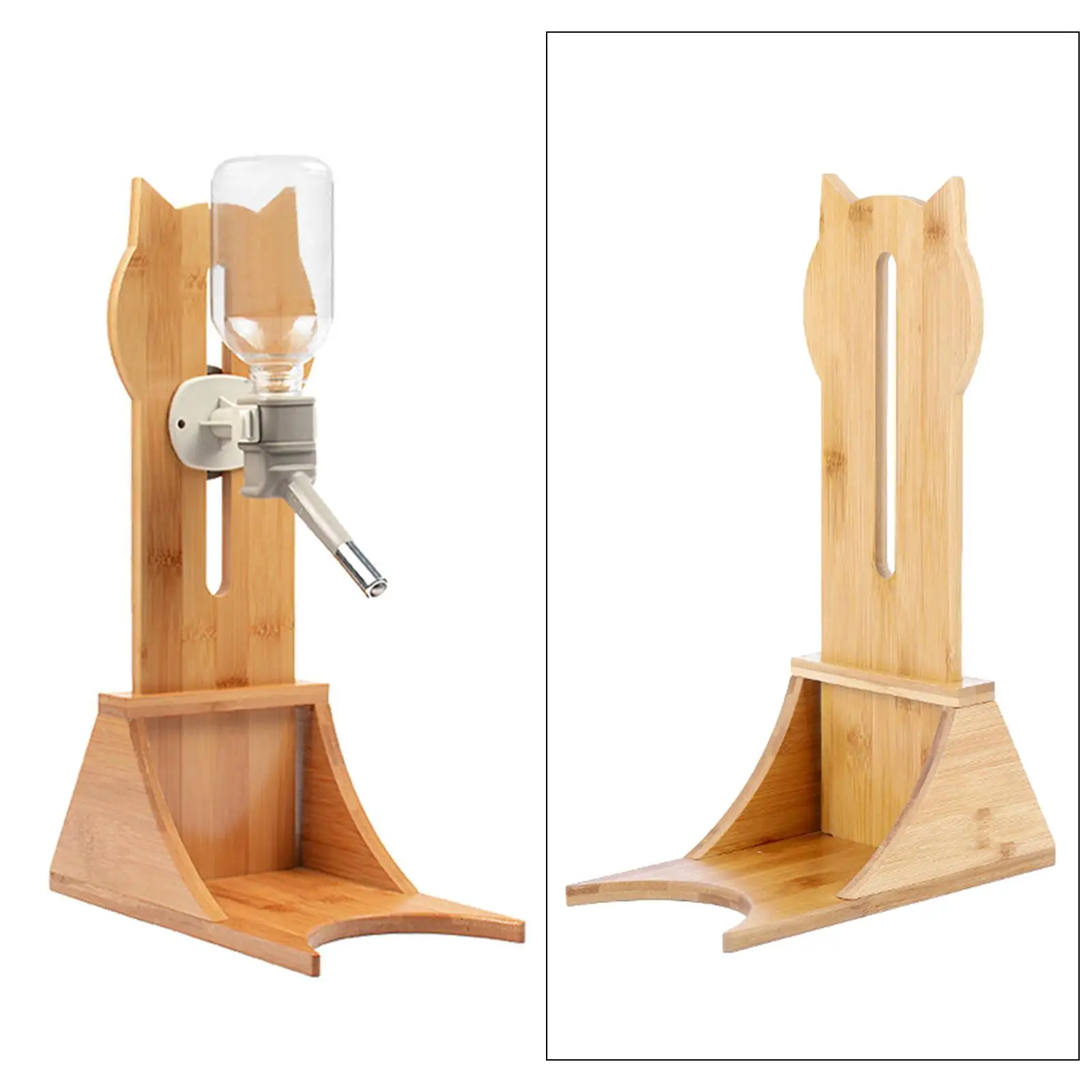 Pet Cat Water Feeder Wooden Rack Small Dog Hanging Water Fountain for Drinker Kettle Adjustable Height Pet Supplies