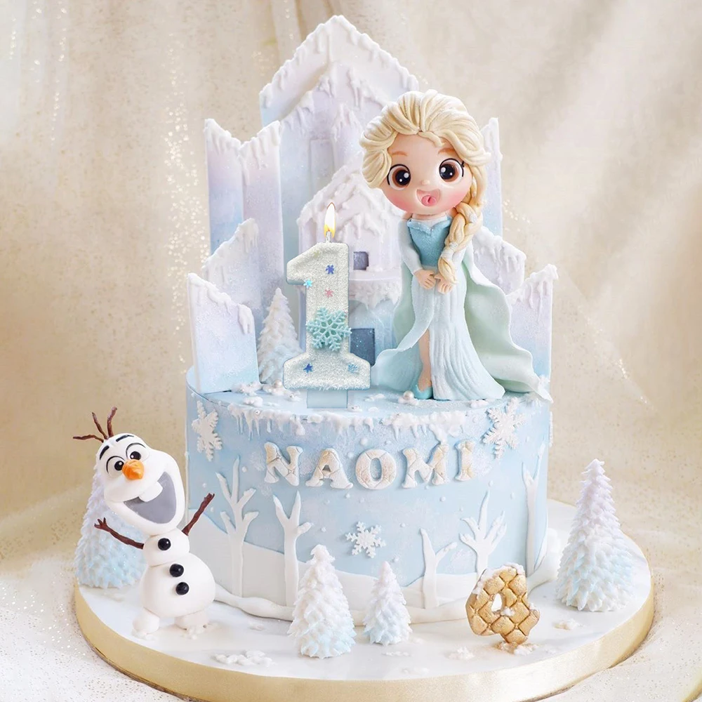 1 stks Wit Aantal Kaars 0-9 Met Sneeuwvlok Ijs en Sneeuw Thema Feestdecoratie Kerst Verjaardag Bruiloft Decor Props