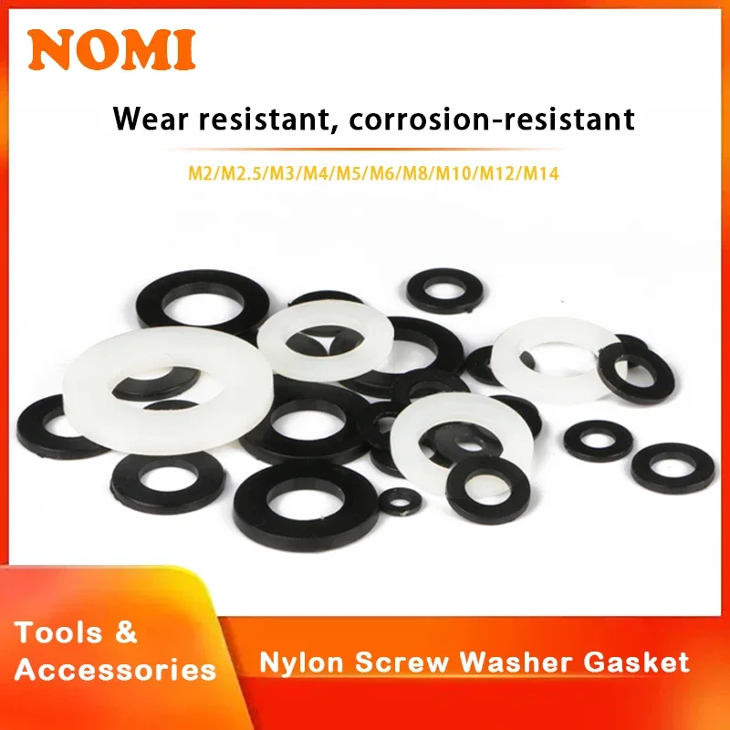 Nylon Screw Washer M3 M4 M5 M6 M8 M10 M12 Plastic Seals Spacer Plated Flat Insulation Plain Round O Ring Gasket 20/50/100/500pcs