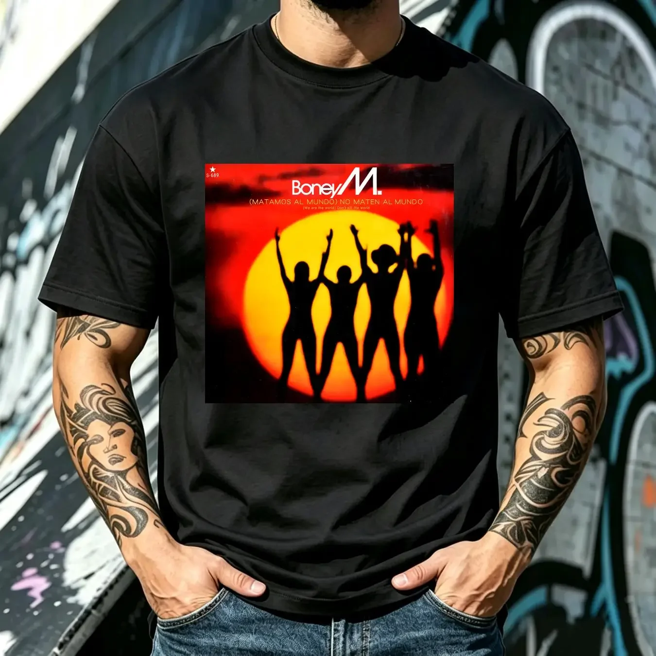 washed T Shirt Boney M We Kill The World Black Size S to 5XL QQ1255 vintage Washed streetwear Breathable designer clothes