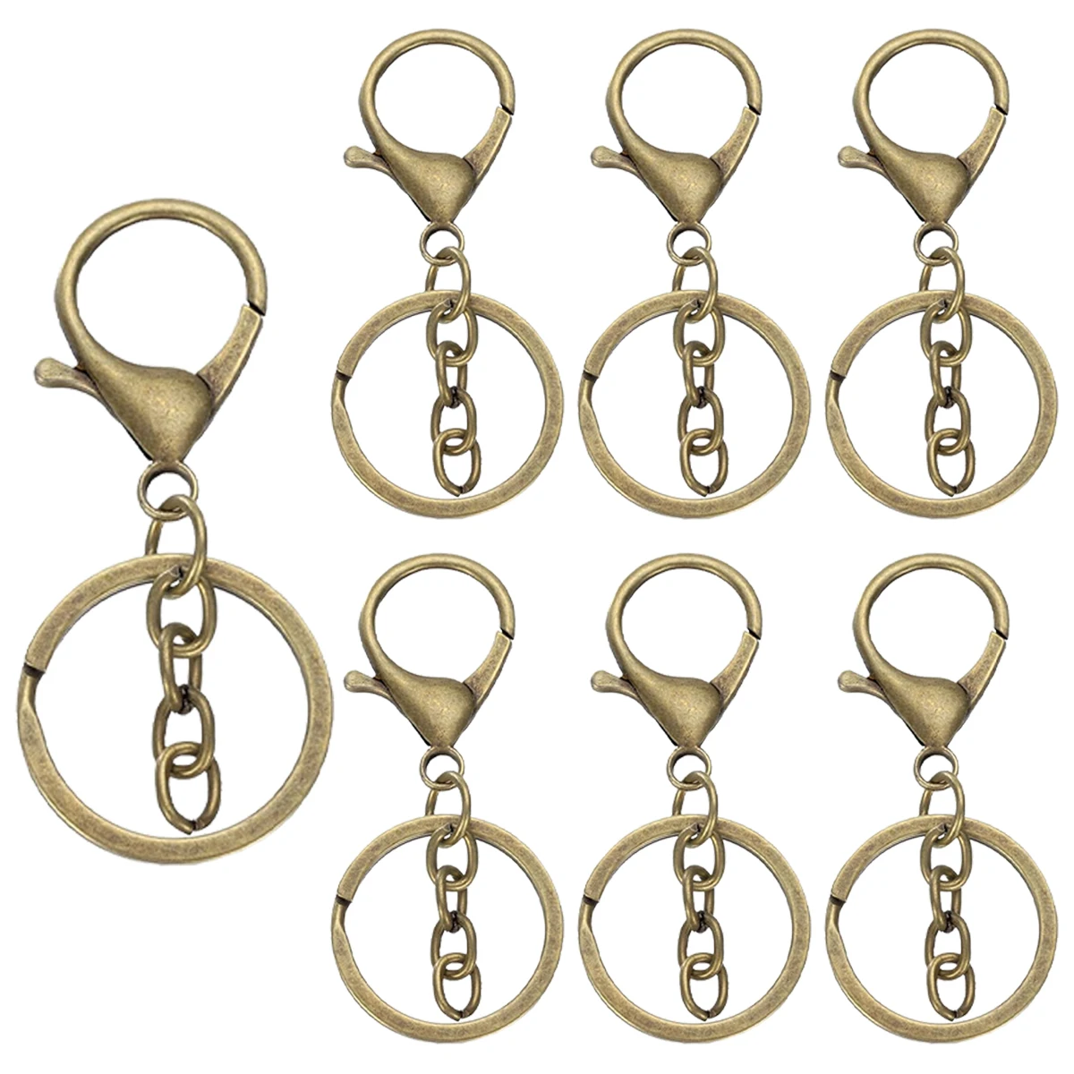 6/12/25/50 Stuks Metalen Karabijnsluiting Sleutelhangers Swivel Lente Haak Met Platte Split Ring voor Diy Ambachten Sleutelhanger Lanyard Maken