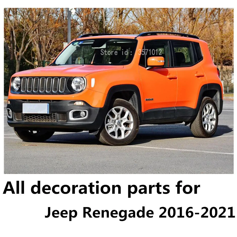 For Jeep Renegade 2016 2017 2018 2019 2020 2021 Car ABS Chrome Front Vent Frame Plate Trim Racing Grid Grill Grille Hoods Panel - view 6