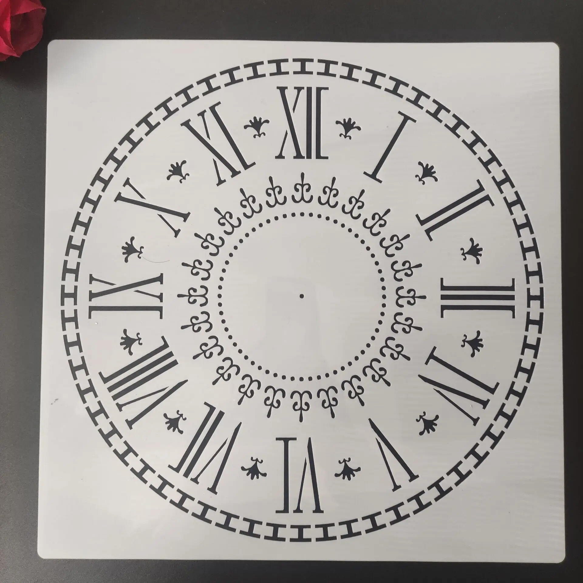 Brújula de reloj artesanal de tamaño 30x30cm para pintar plantillas, estampado álbum de fotos, tarjeta de papel en relieve en madera, tela, pared,