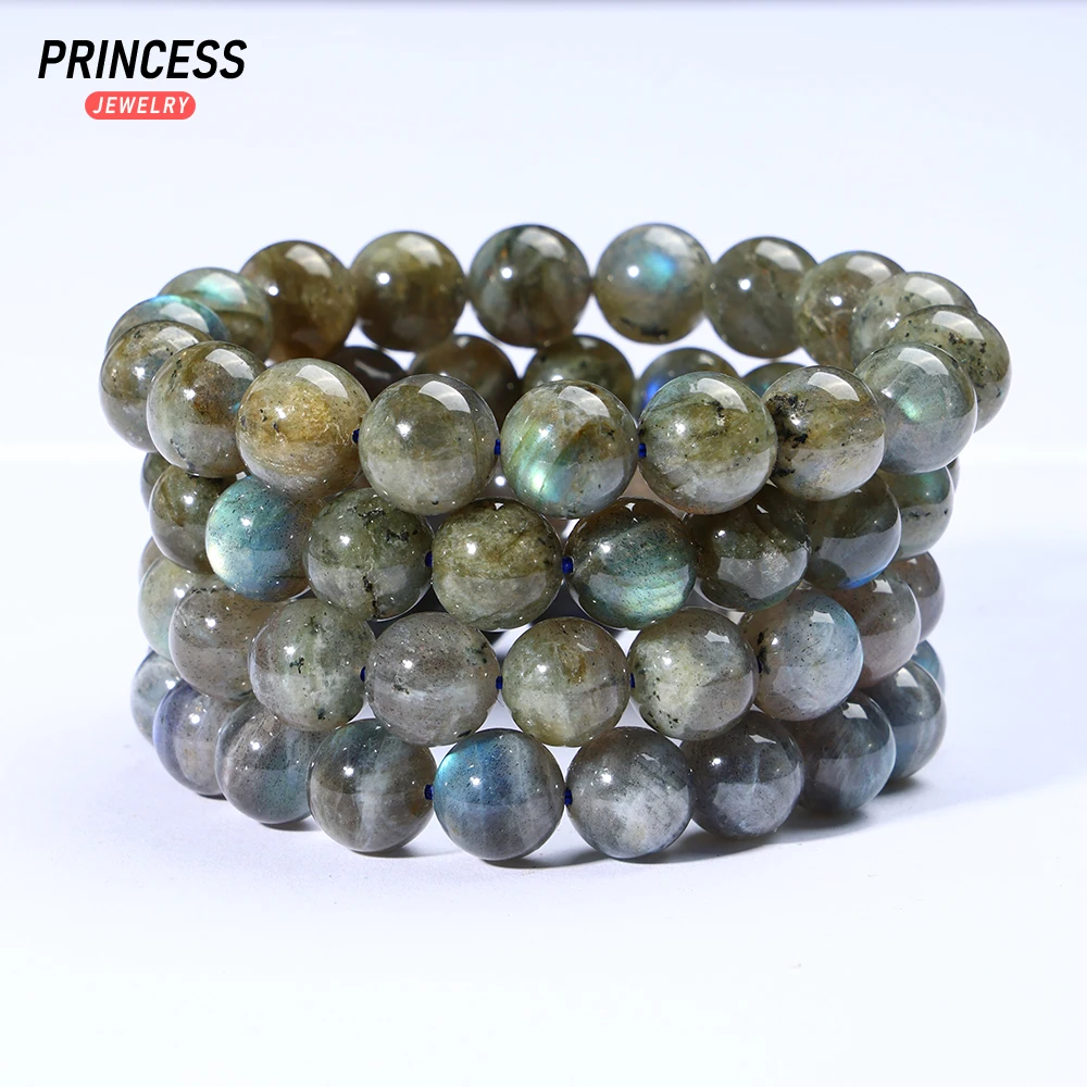 A ++ bohlam biru alami gelang Labradorite 11-13mm manik-manik longgar untuk membuat perhiasan grosir Aksesori Batu manik DIY