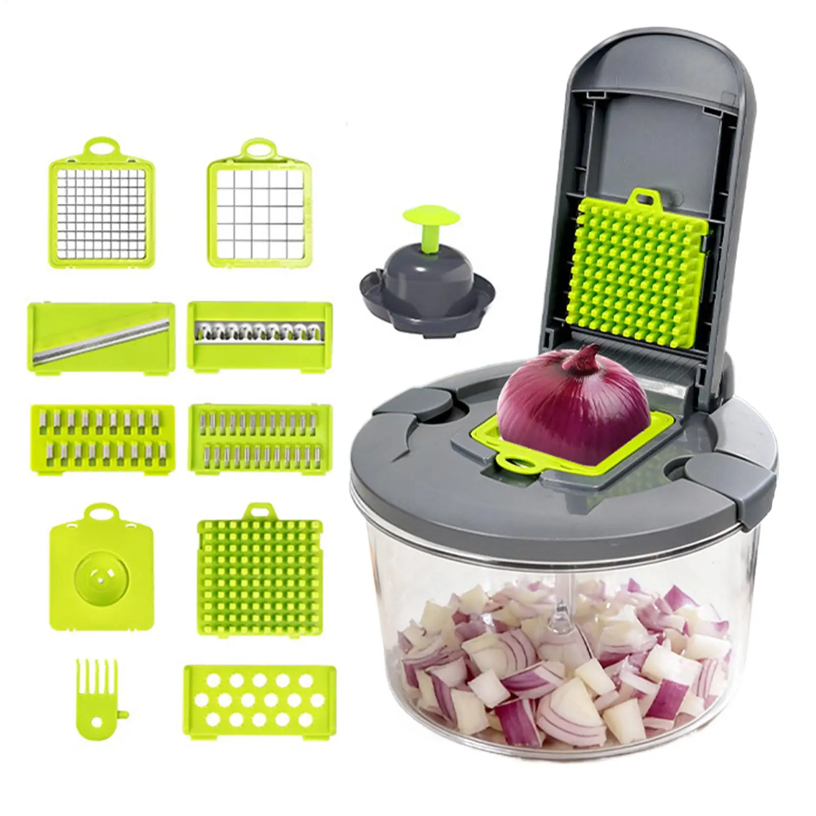 

13-in-1 Vegetable Chopper Food Chopper Manual Shredder And Slicer Food Dicer Chopper And Drain Basket Vegetable Slicer