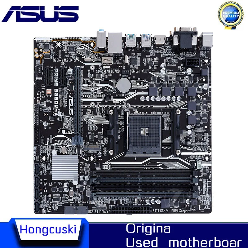 

Used B350M For ASUS PRIME B350M-A original motherboard Socket AM4 DDR4 64G B350 64G SATA3 M.2 NVME PCI-E3.0 Desktop Motherboard