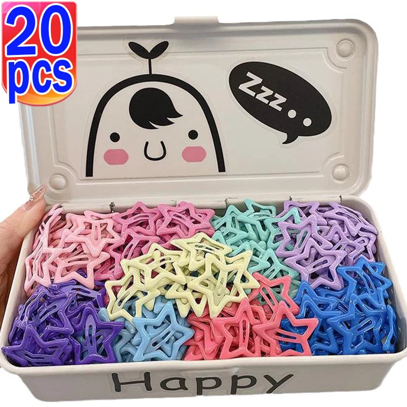 10/20Pcs Y2K Colorful Bobby Pin Girl Stars Barrettes Metal Snap Clips Korean BB Hairpins Crab Stick Headwear Hair Accessories