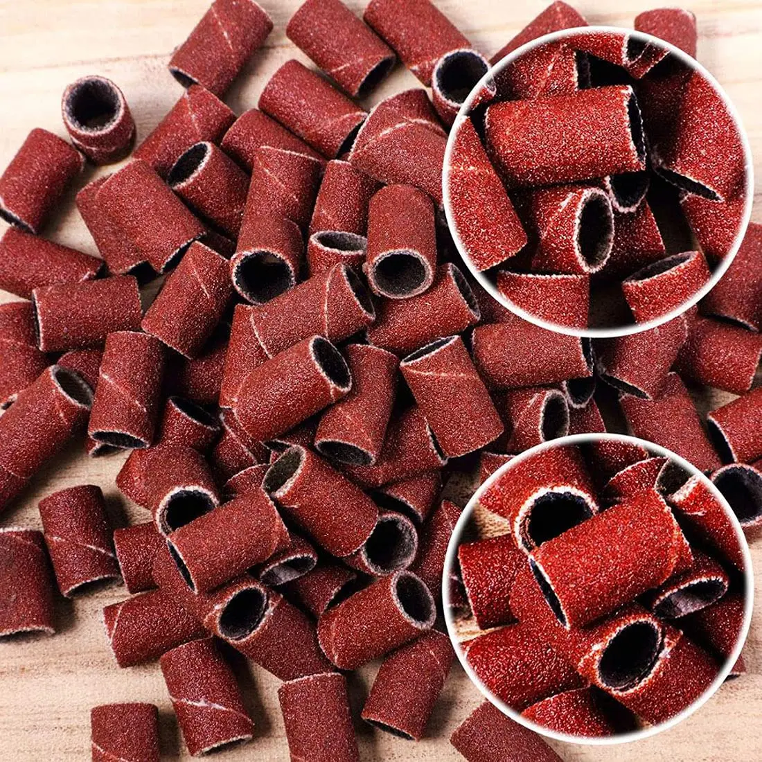 100pcs/50pcs Sanding Cap Bands Pedicure Tool Set, For Electric Manicure Machine 180#/120#/80# Grit Nail Drill Grinding Bit Files