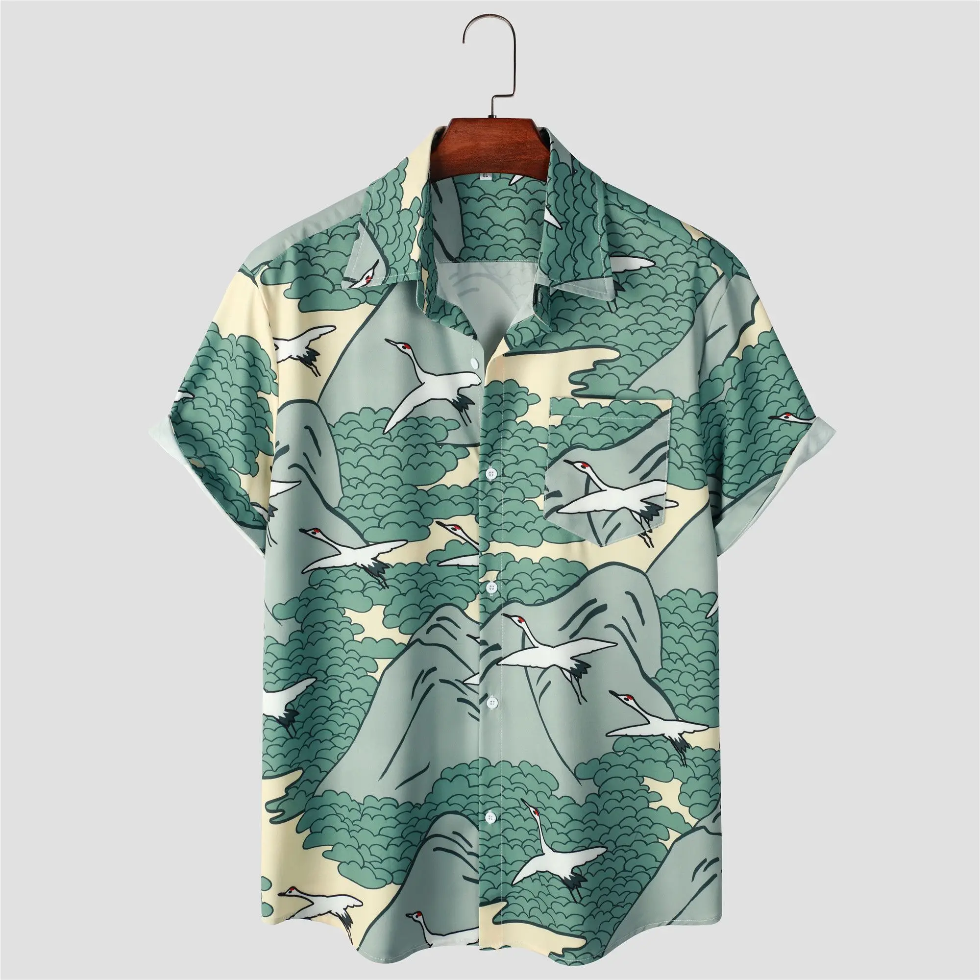 2024 Summer Mens Hawaiian Shirt Printed Fashion Street Short Sleeve Plus Size Camp Collar Men Beach Floral Shirts