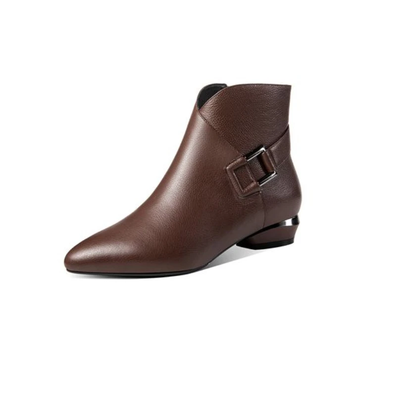 High Quality Women\'s Boots 2026 Winter Plush Platform Boots Fashion Pointed Toe Zipper Ankle Boots Simple Office Female Shoes
