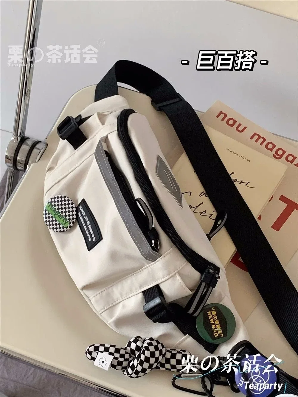 Japanese Harajuku Reflective Chest Bag Women and Men Waist Bag Collage Student Crossbody Bags Purses and Handbags Bolso Hombro