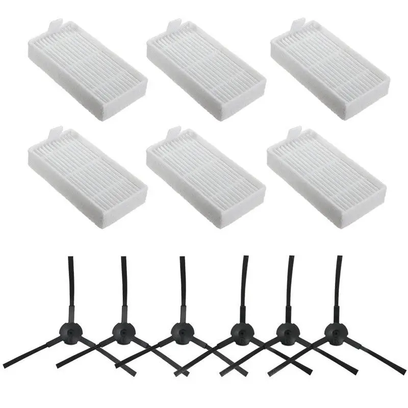 For ILIFE V3s V5 V5s V5s for Pro Left+Right 12pcs Parts Filters+Side Brushes Household Vacuum Clear High quality for durable