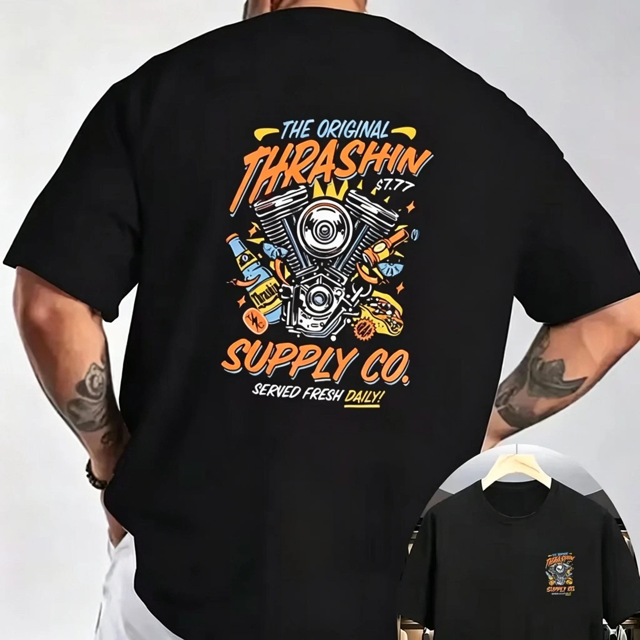2026 Vintage Motorcycle Engine Graphic T‑Shirt Kids Adults Oversized Print Tee Retro Biker Street Loose Short‑Sleeve Tops