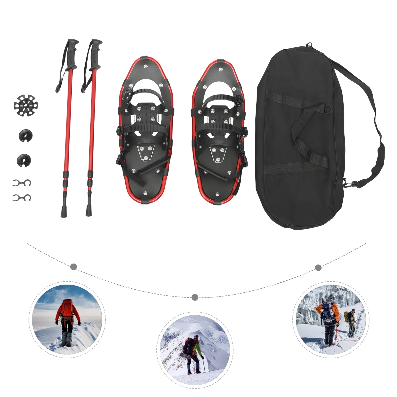 

Snowshoes with Adjuatable Trekking Poles Bundle, Carry Bag Light Weight Aluminum Walking Hiking Poles w/Adjustable Binding Idea