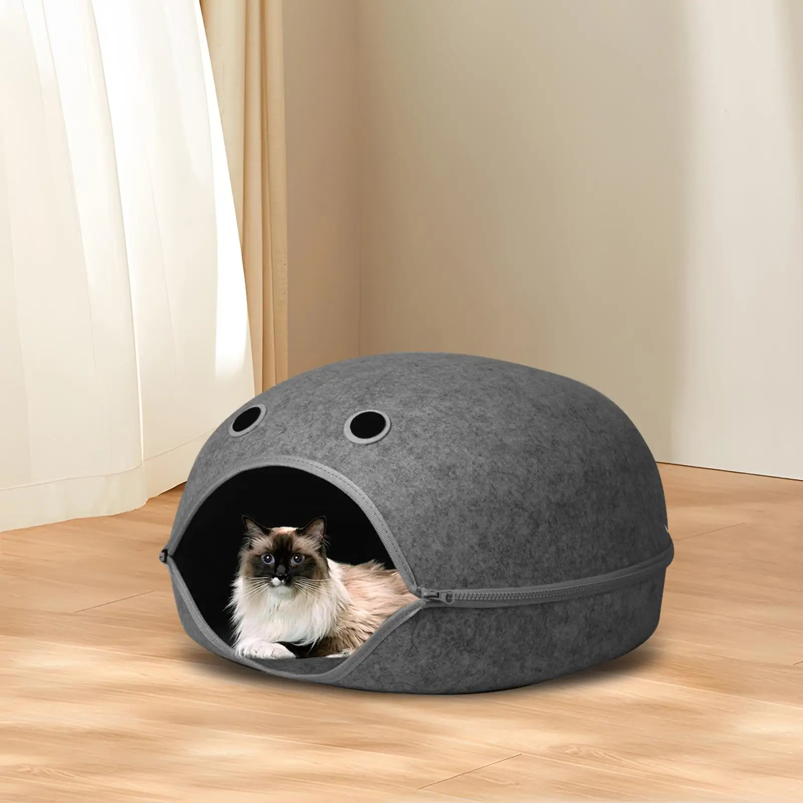 Semi Enclosed Pet Cat Nest Cozy Kennel Breathable Universal All Seasons for Small Pets Felt Cat Bed Pets Cave Bed Resting Nest