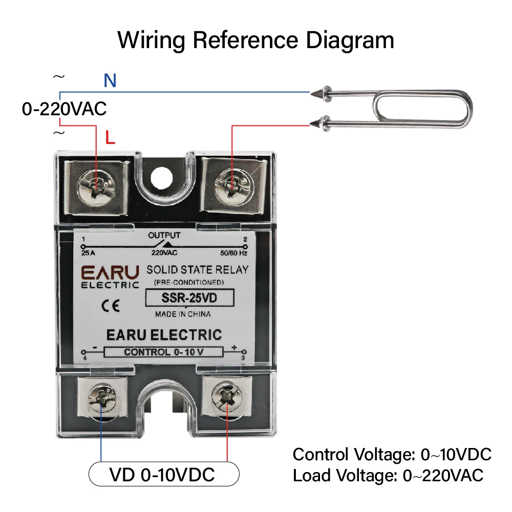 SSR-10VD SSR-40VD ssr 25a 80a 100a monofásico módulo regulador de tensão de relé de estado sólido entrada 0-10v saída 220vac radiador