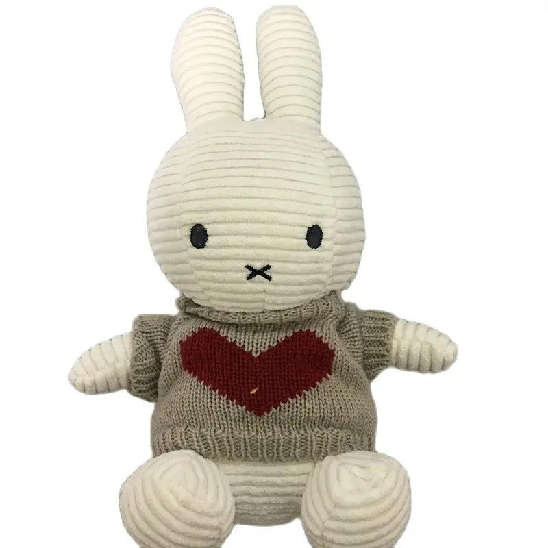 25cm White Rabbit Doll Toy with Clothes Kids Sleeping Back Cushion Cute Stuffed Bunny Baby Accompany Doll Companion Appease Toys