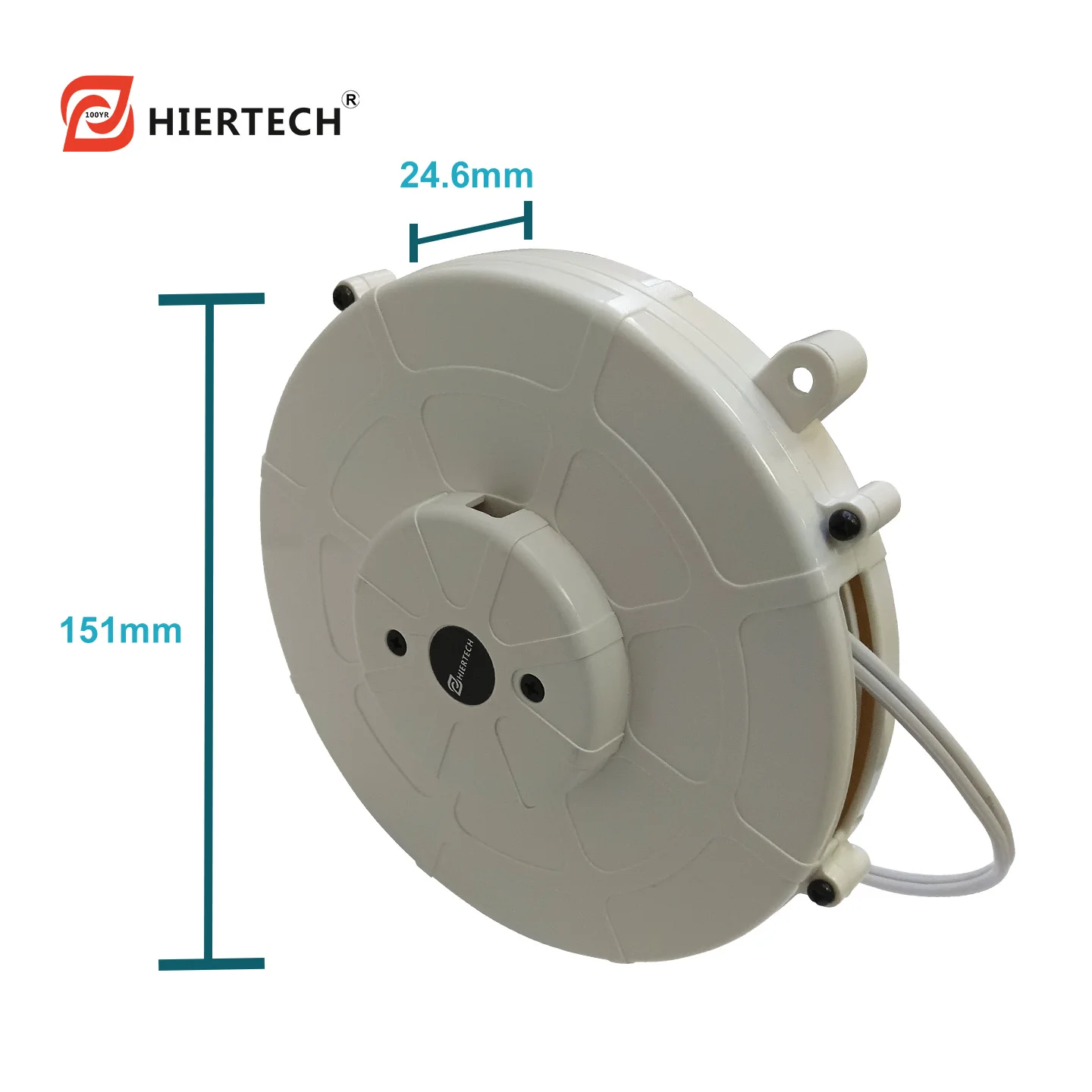 White Automatic Retractable Cord Reel, 2‑Core 0.75mm² Japanese Power Cord, Self‑locking Mechanism Retractable Power Cable Reel