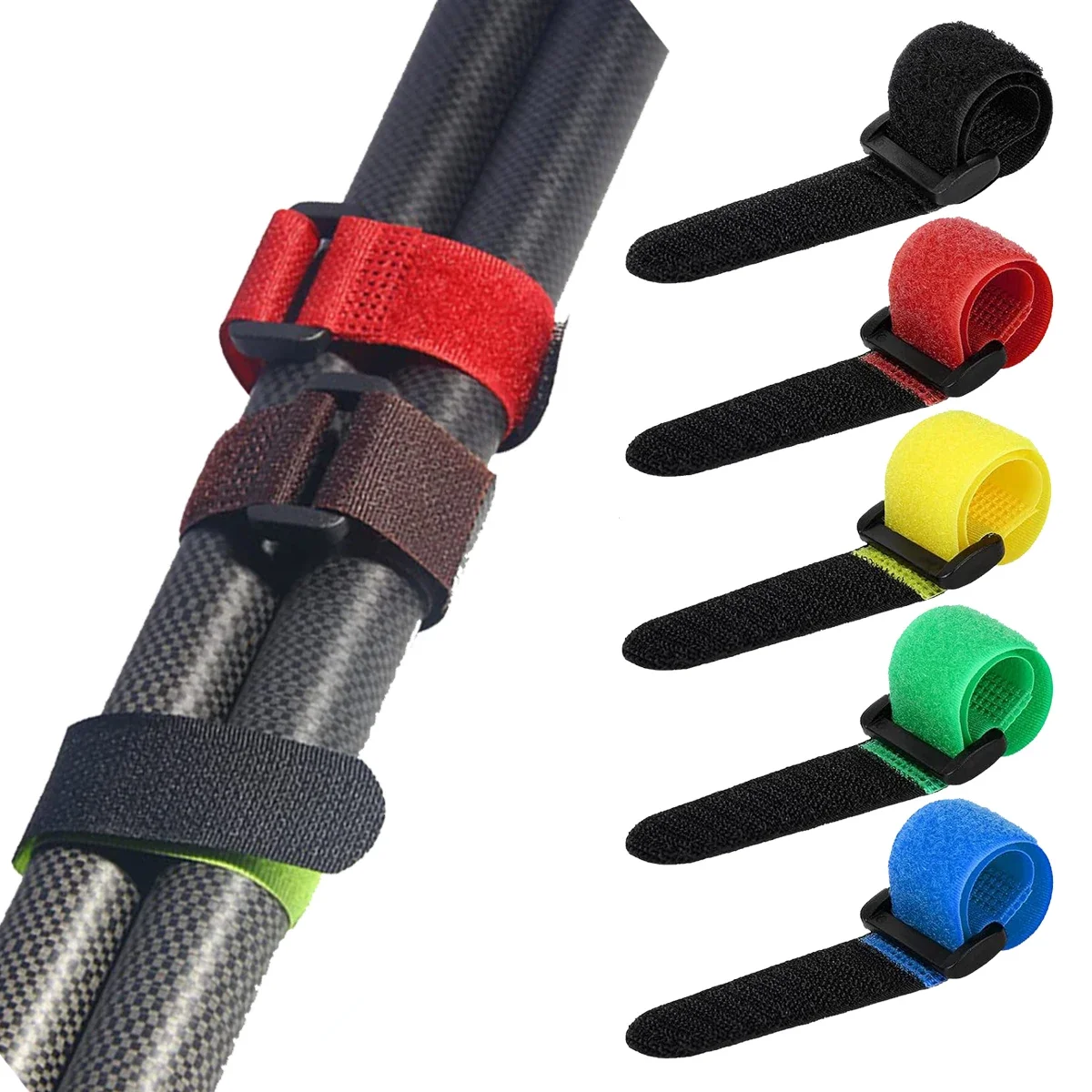 10/20PCs Fishing Rod Tie Strap - Hook & Loop Suspender Fastener for Outdoor Fishing Tools 7.87IN 