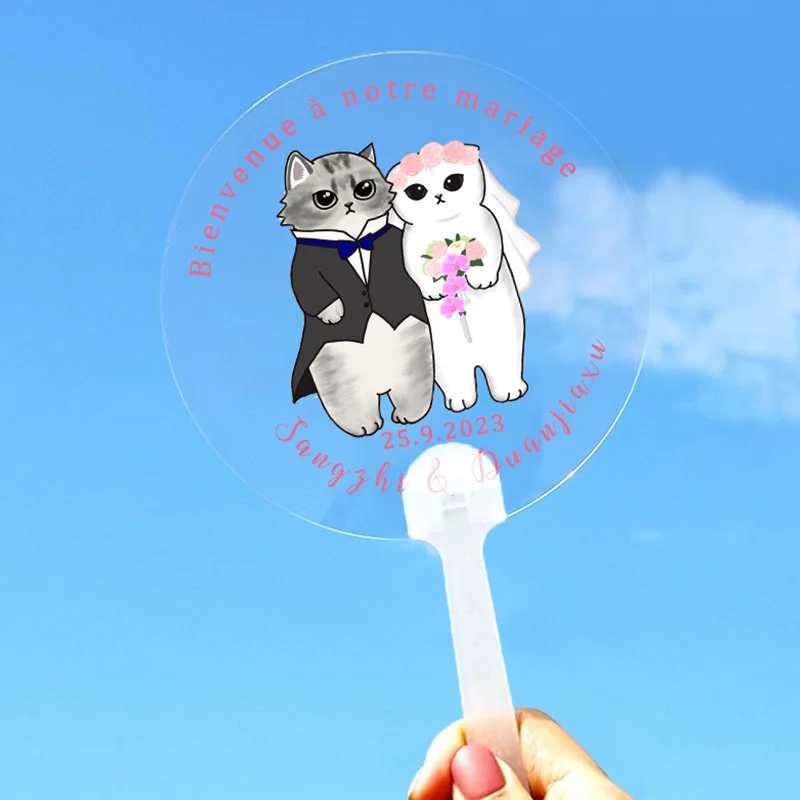 

hand held fan wedding cuple favor plastic fan bride and groom photo custom your own design for guests 40 pcs