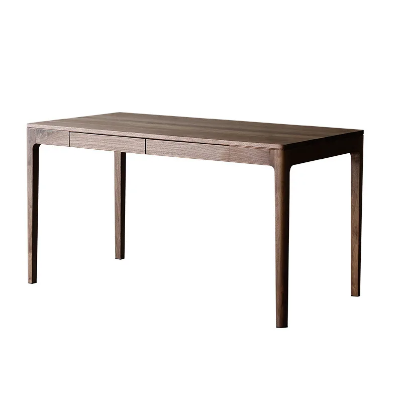 

Nordic all solid wood desk black walnut simple modern study computer desk light luxury Japanese writing table wood wax oil