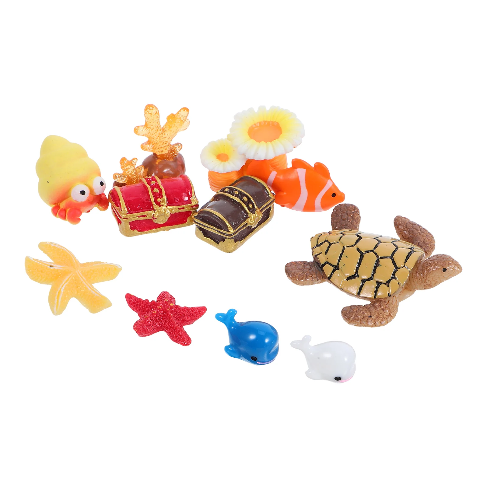

11 Pcs Decors Miniature Beach Decoration Equipment for Dollhouses Theme Decorations Figurine Fish Tank Seaside