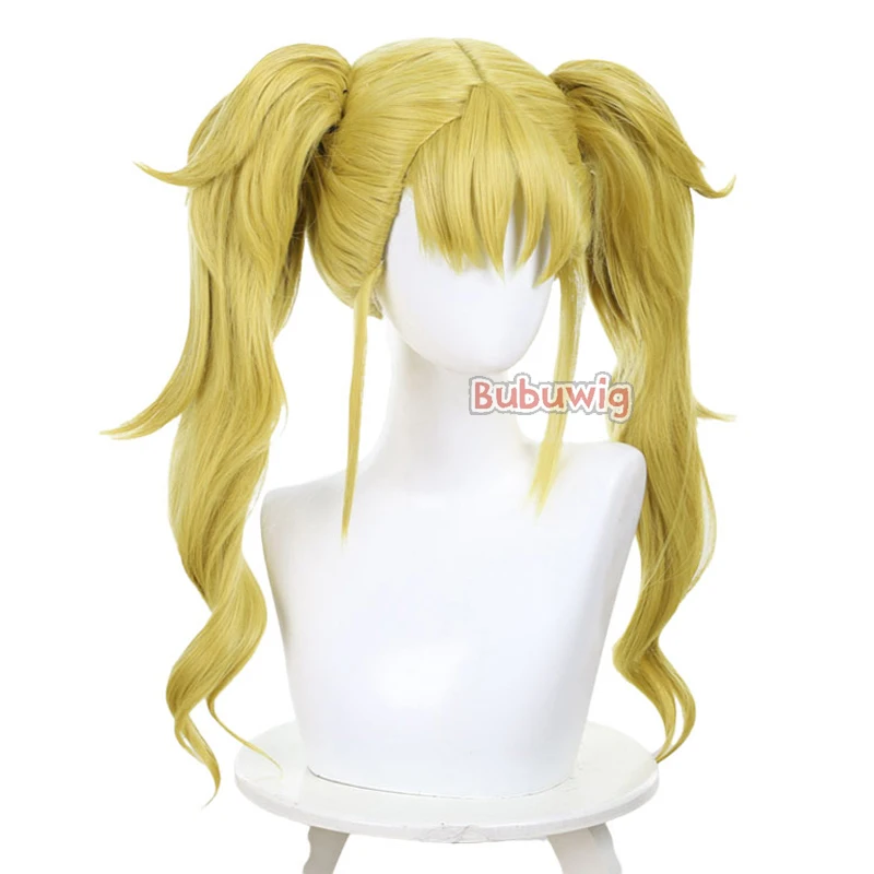 Bubuwig Synthetic Hair Kikoru Shinomiya Cosplay Wigs Kaiju No. 8 Kikoru Shinomiya 50cm Golden Yellow Ponytail Wig Heat Resistant