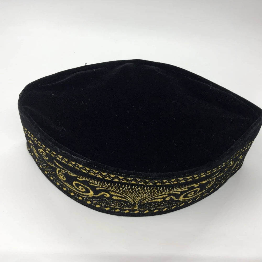 Gorras musulmanas para hombres, productos de impuestos de ropa, envío gratis de Turquía, oración malaya, sombrero de barco, Kippa, Kufi islámico, Topi, negro, 03215