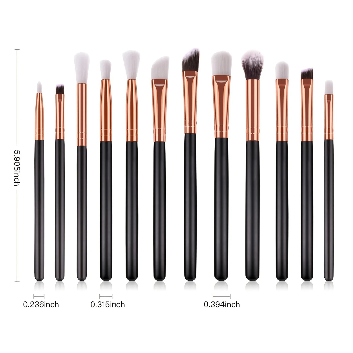 Set di pennelli professionali per trucco occhi da 12 pezzi, ombretto, sopracciglio, eyeliner