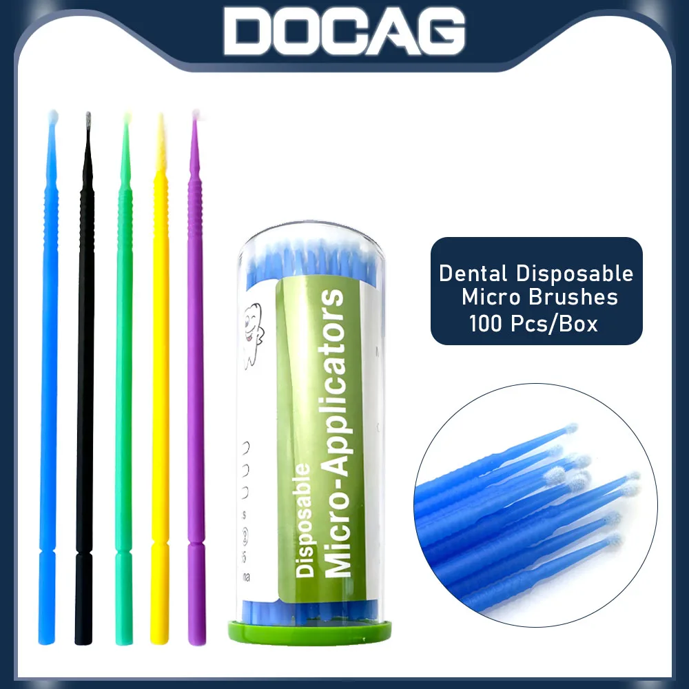 

100Pcs/Bottle Dental Micro Brush Applicators Brush Disposable Bendable Long Shank Applicators Brush Dentistry Material