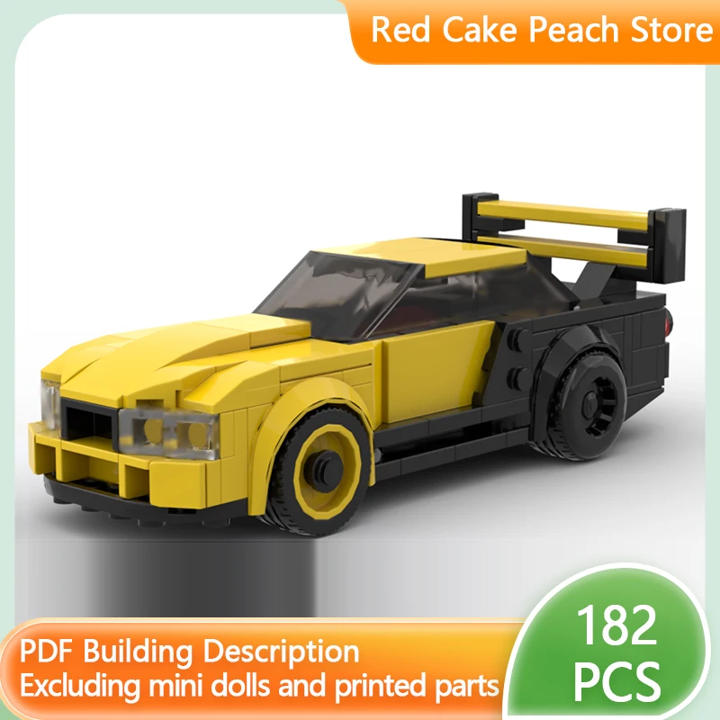 

Модель городской автомобиль MOC, строительные кирпичи GT-R R34, желтый гоночный автомобиль, модульная технология, детские праздничные подарки, сборка игрушек, костюм