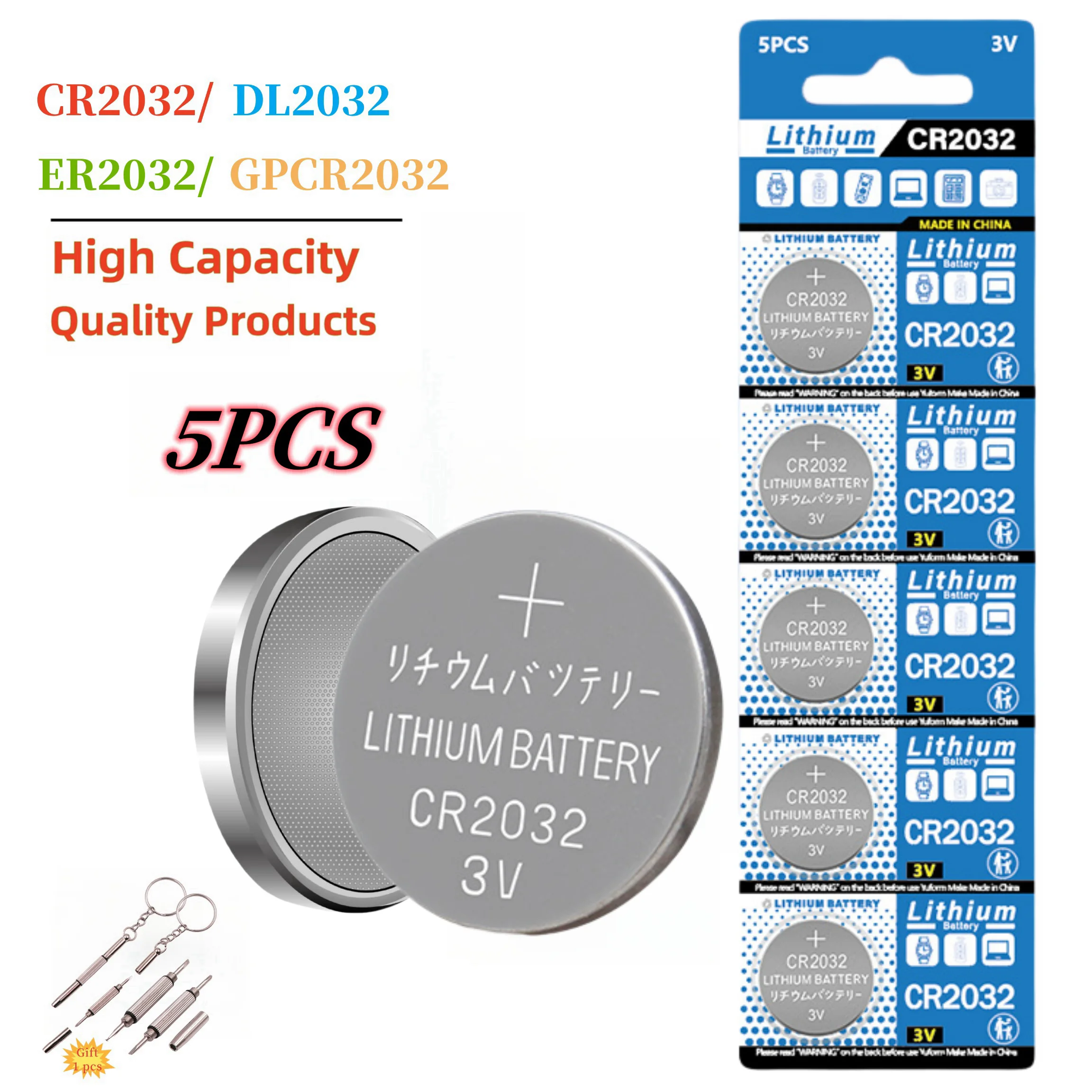 

NEW 5-60PCS CR2032 Lithium Button Battery BR2032 ECR2032 LM2032 5004LC Coin Cell Car Keys Batteries For Toy Clock Remote Control